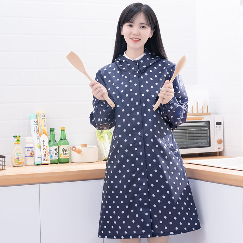 Kitchen cover coat adult zipper fashion thickened waterproof oil proof household long sleeve protective clothing women's long apron