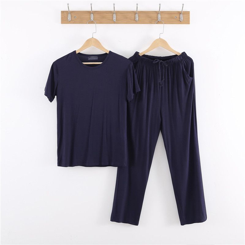 Pajamas men's short sleeve Pants Set modal casual pajamas pajamas home clothes fattening plus size thin dad's clothes