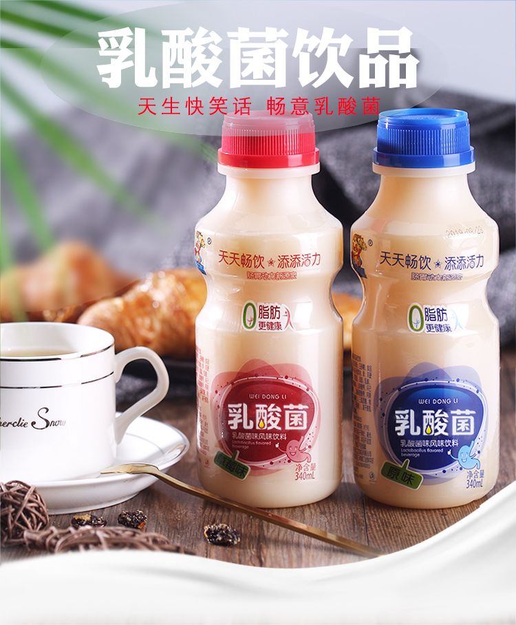 原味乳酸菌饮品340ml*12瓶酸奶饮料益生菌早餐牛奶整箱批发【大牛美食】