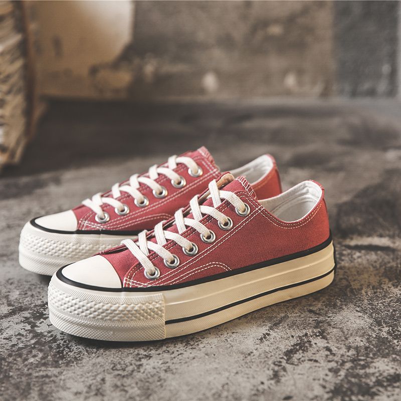 Thick-soled canvas shoes female students Korean version  new Harajuku ulzzang all-match retro style ins board shoes trend