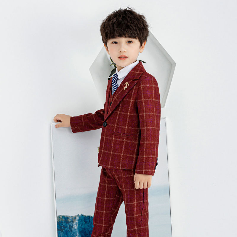 Autumn and winter boys' Blazer three piece suit handsome Plush children's suit