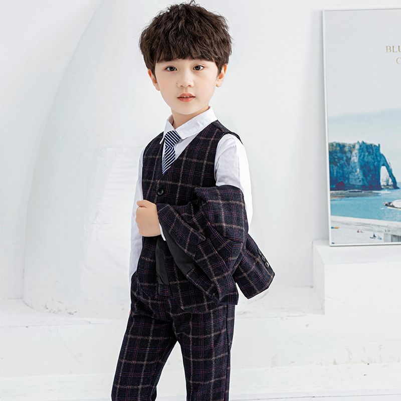 Autumn and winter boys' Blazer three piece suit handsome Plush children's suit