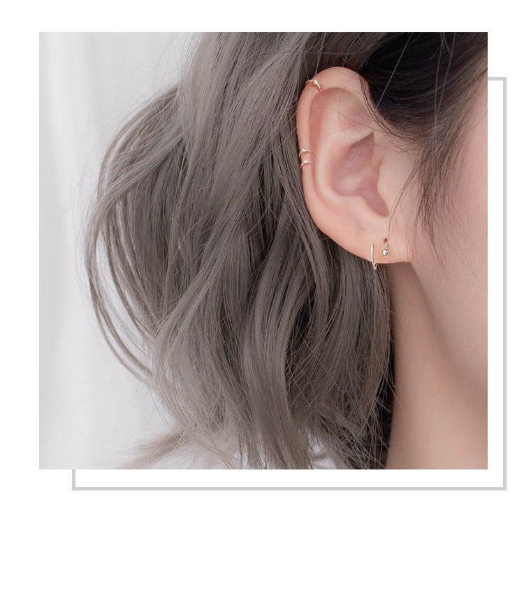 S999纯银圈圈耳环女小圆圈款养耳洞耳圈银耳钉耳骨钉防过敏耳骨环
