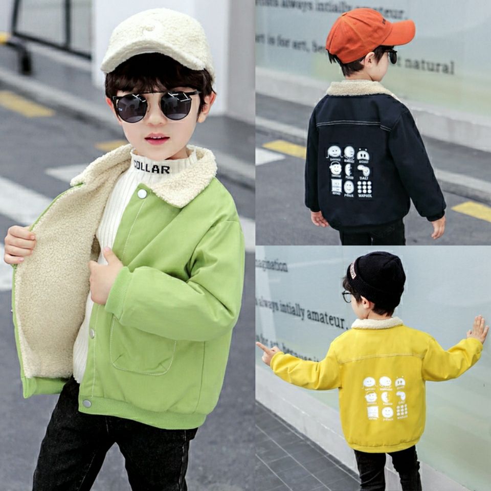 Boys' spring and autumn coat 2020 new style children's plush and thickened top foreign style jacket boy's casual windbreaker