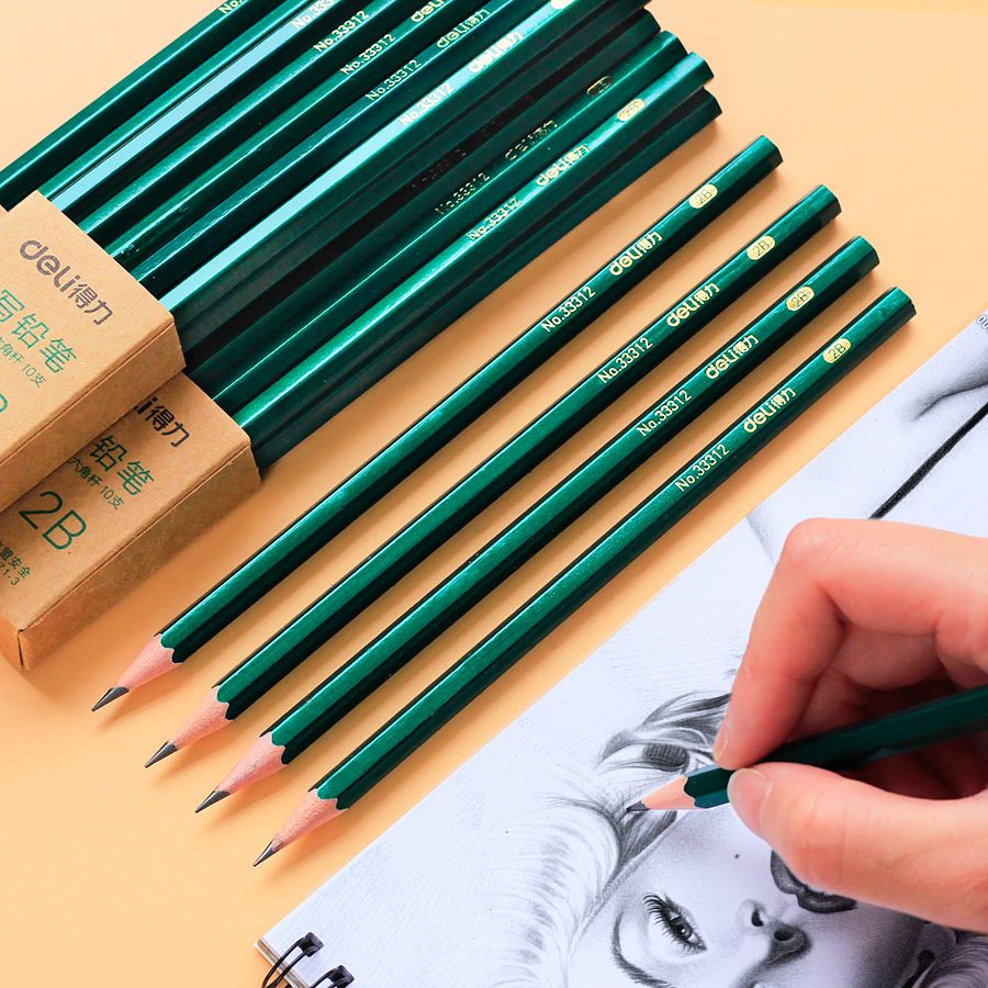 得力hb2b铅笔一年级无毒铅二年级幼儿园六角杆儿童书写文具套装