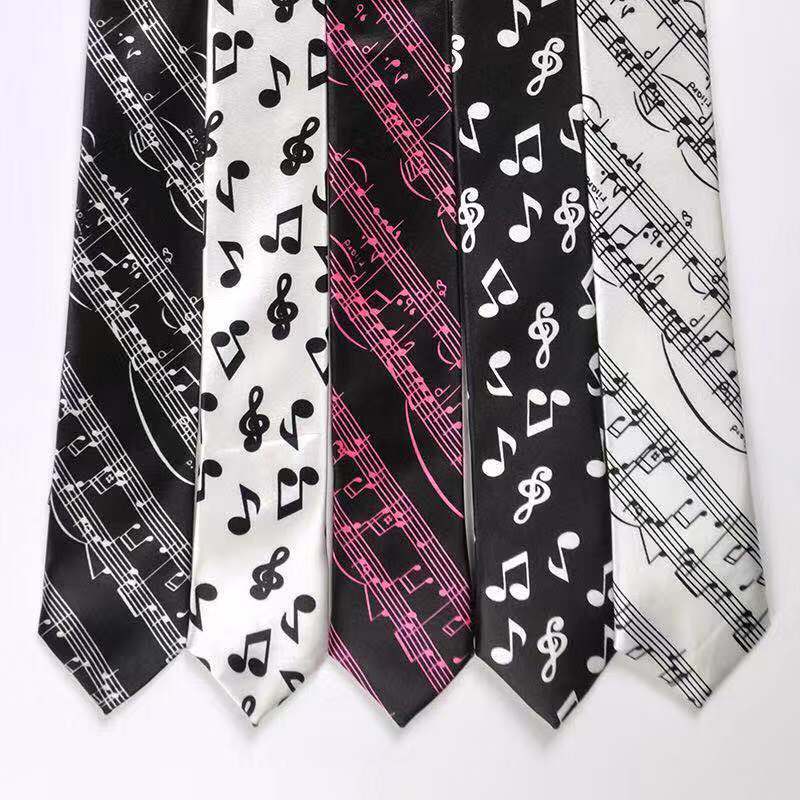 JK个性钢琴小领带5cm男女学生学院音符ins土酷蹦迪嘻哈音乐窄领带