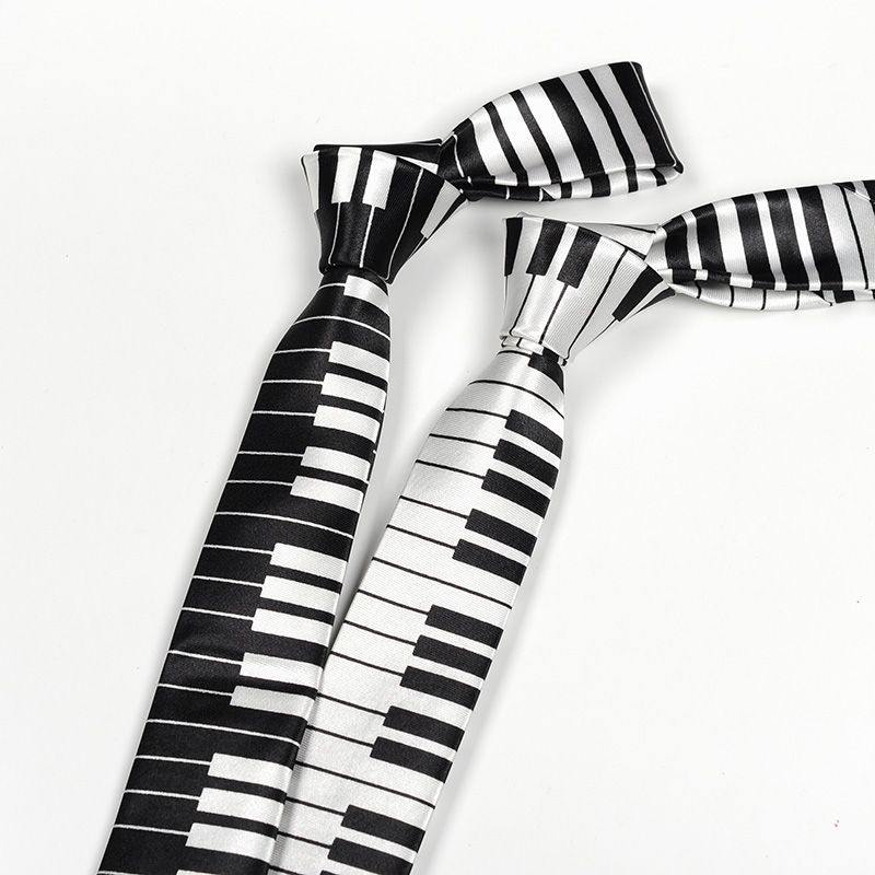 JK个性钢琴小领带5cm男女学生学院音符ins土酷蹦迪嘻哈音乐窄领带