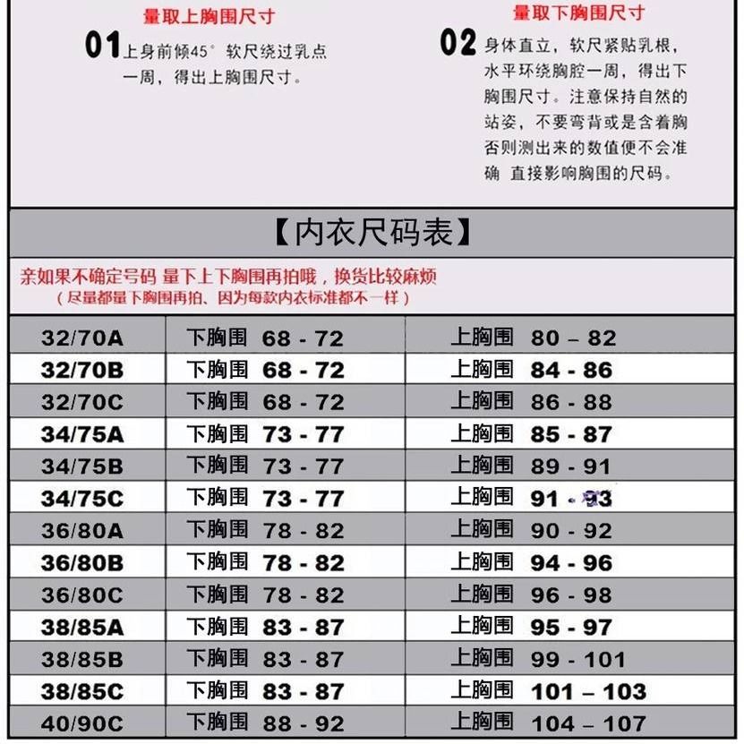 幸福狐狸内衣尺码表_内衣尺码表(2)