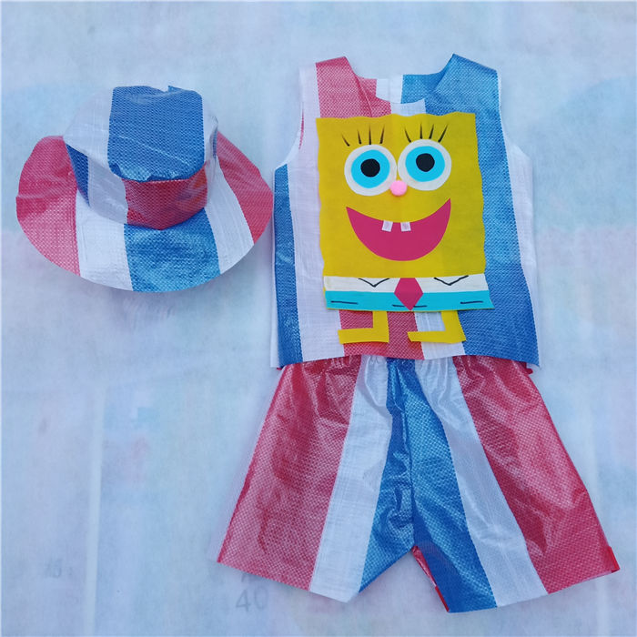 儿童环保衣服男女孩走秀服装亲子手工diy制作幼儿园塑料袋时装秀