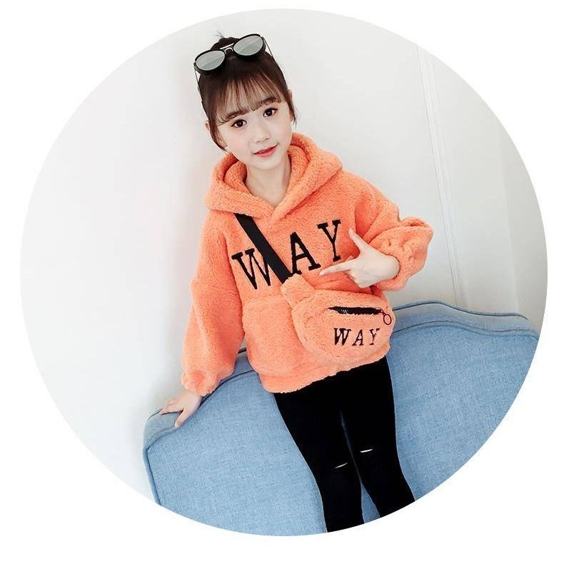Girls 2020 new autumn sweater Plush thickened Korean children's foreign style Hoodie warm coat