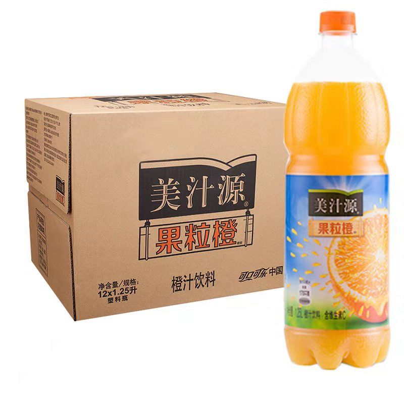 果粒橙 美汁源果粒橙1.25l*12瓶整箱大瓶  北京包邮