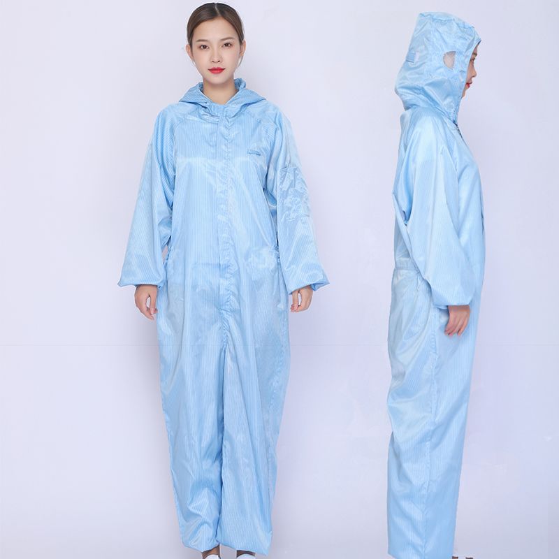 Anti static dust-free clothes one-piece cap with whole body spray paint protective clothing factory workshop dust-proof clothing no ready-made white blue