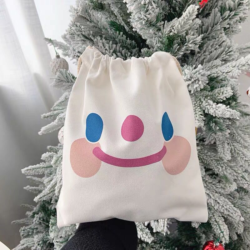 Korean ins self-made girl heart healing system smiling face cloud drawstring pocket portable storage bag drawstring wash bag