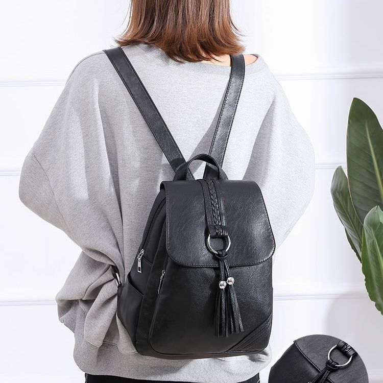 双肩包女士2021新款韩版百搭潮背包包软皮休闲时尚旅行大容量书包
