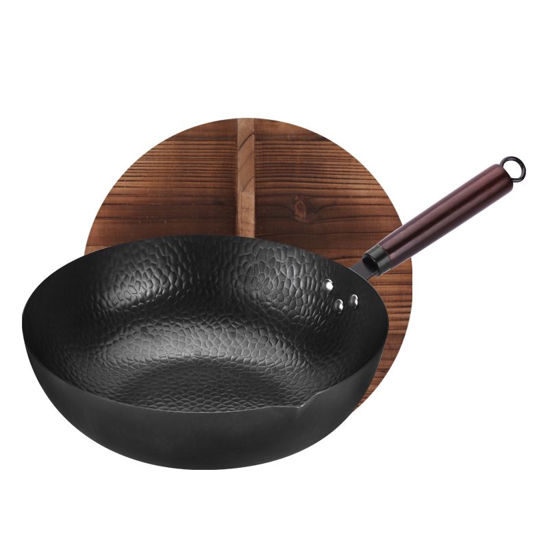 欧邦官方旗舰店 【手工铁锅】手工铁锅家用锻打铁炒锅无涂层不粘锅