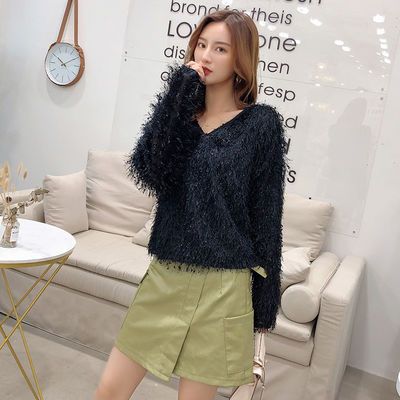 流苏毛毛上衣女2020新款春秋季韩版宽松短款打底衫长袖网红款外套