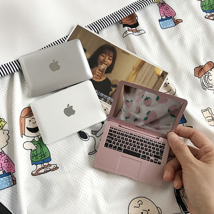 Korean version ins mini computer mirror carry-on makeup mirror cute personality folding mirror for student girls