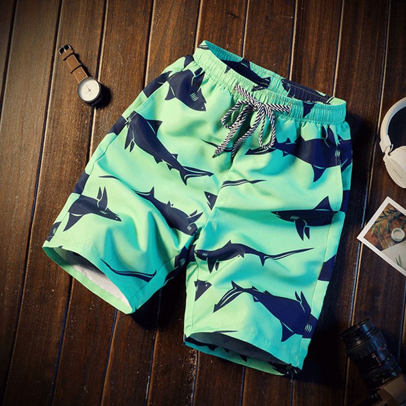 Men's and women's beach pants quick dry seaside holiday casual couple five point large flowered pants fashion pants youth shorts