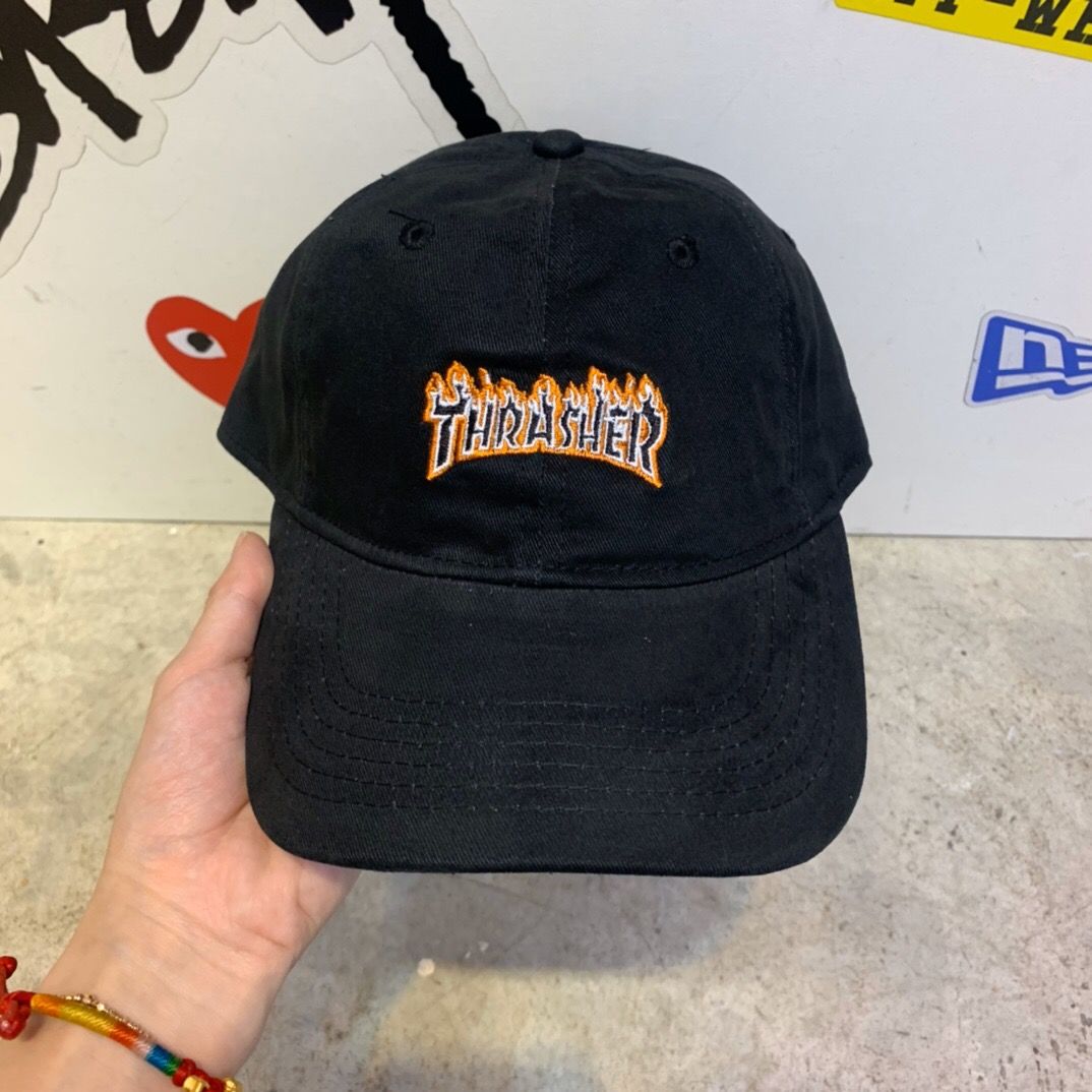車車代購 潮牌新款潮牌帽Thrasher Flame Old Timer Hat火焰彎檐帽棒球帽鴨舌帽