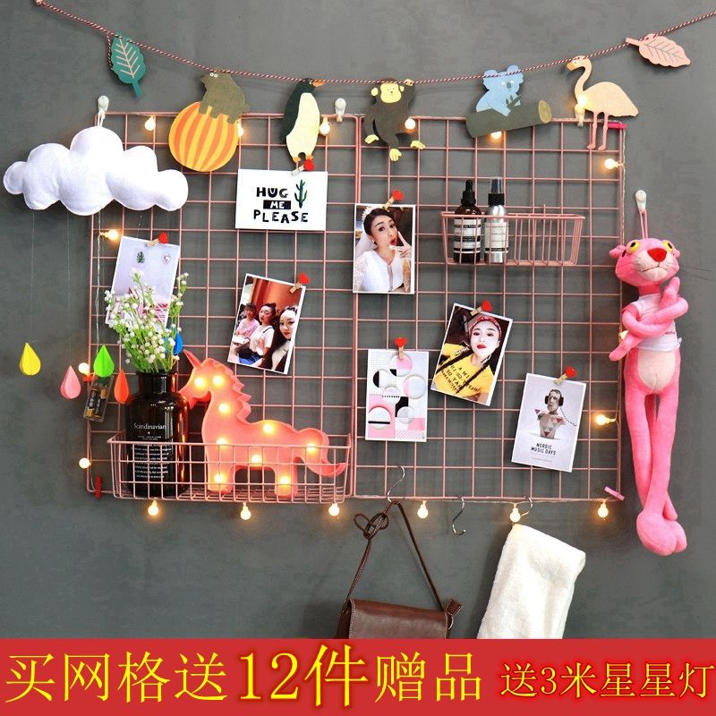 Mesh photo wall hemp rope clip ins girl's heart room dormitory decoration