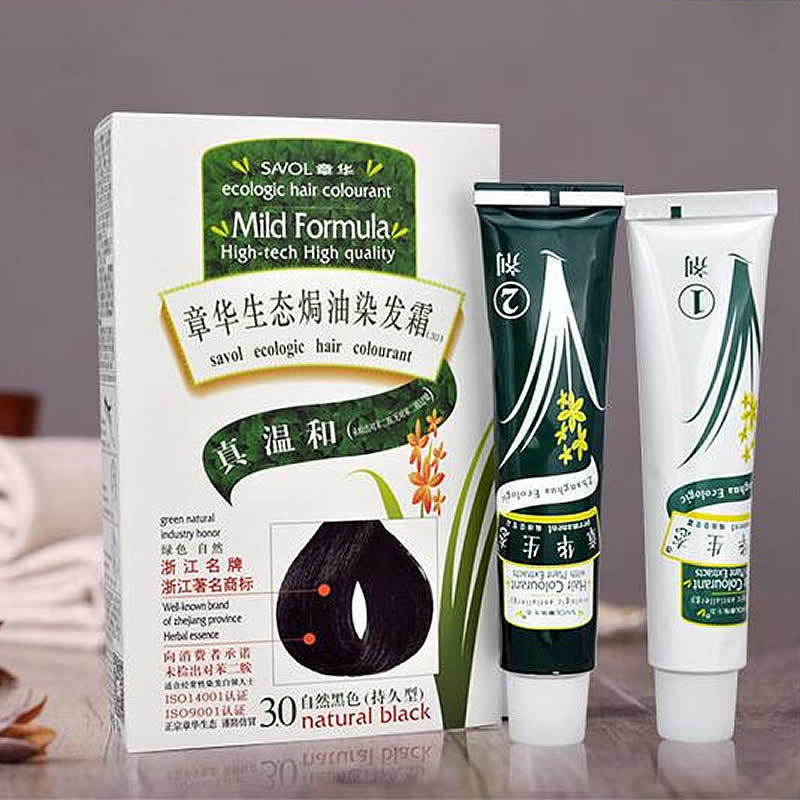 章华生态染发剂植物天然无刺激染发膏不伤发一梳黑染发膏纯正品