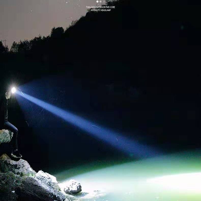 五头头灯强光野营可充电式夜钓鱼灯远射超亮头戴式LED矿灯手电