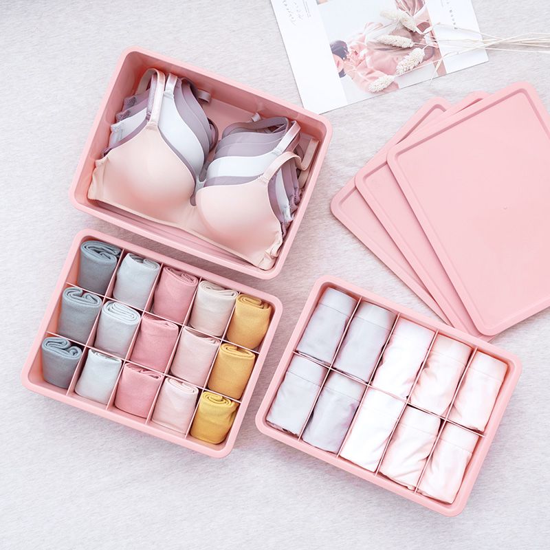 塑料内衣收纳盒三件套内衣裤整理盒桌面文胸内裤袜子家用有盖盒子