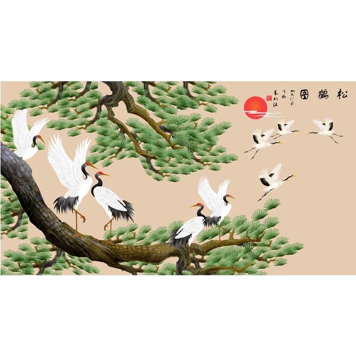国画风水动物画吉祥招财年画仙鹤延年长寿富贵画鸿运当头山水画8