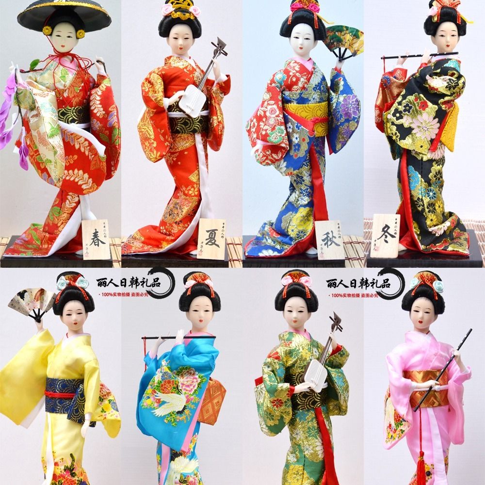 12寸30cm 日本人偶艺妓和服仕女娃娃装饰品工艺美女公仔绢人摆件