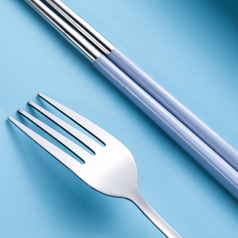 【三件套】小麦秸秆餐具加厚不锈钢学生成人便携旅行勺子筷子套装
