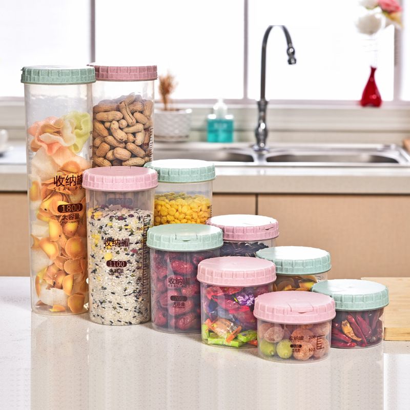 Transparent sealed can food and snack plastic bottle kitchen large capacity grain storage can small storage box