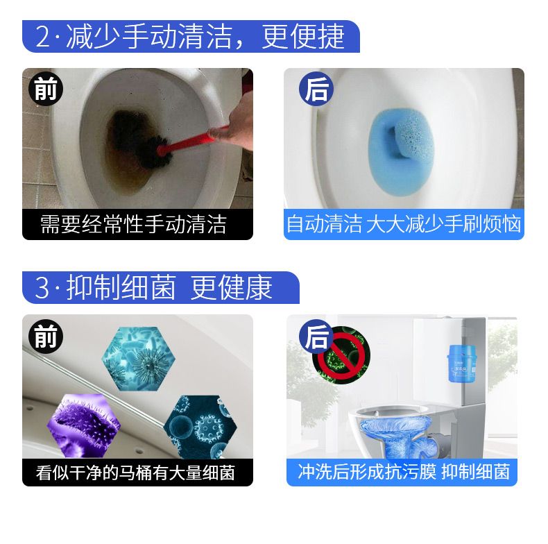 【买一次用一年】洁厕灵蓝泡泡厕所除臭马桶清洁剂洁厕宝强效