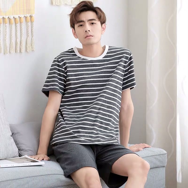 Pajamas men's cotton short sleeve long sleeve pajamas men's summer thin style spring and autumn can wear out home clothes pajamas suit
