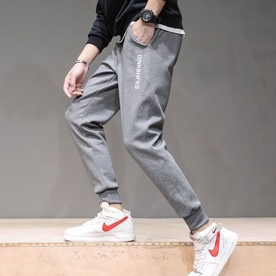 92387/男士休闲裤子秋季宽松大码胖子哈伦裤潮流韩版工装九分束脚裤潮牌