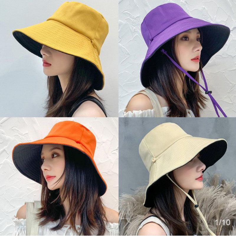 Double faced Hat Women spring and summer foldable sunshade sun hat fisherman's hat woman versatile basin hat Beach Hat