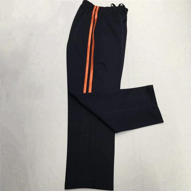 新款校服裤子两条杠藏蓝色黑色橘红两条边校服裤初高中学生运动裤
