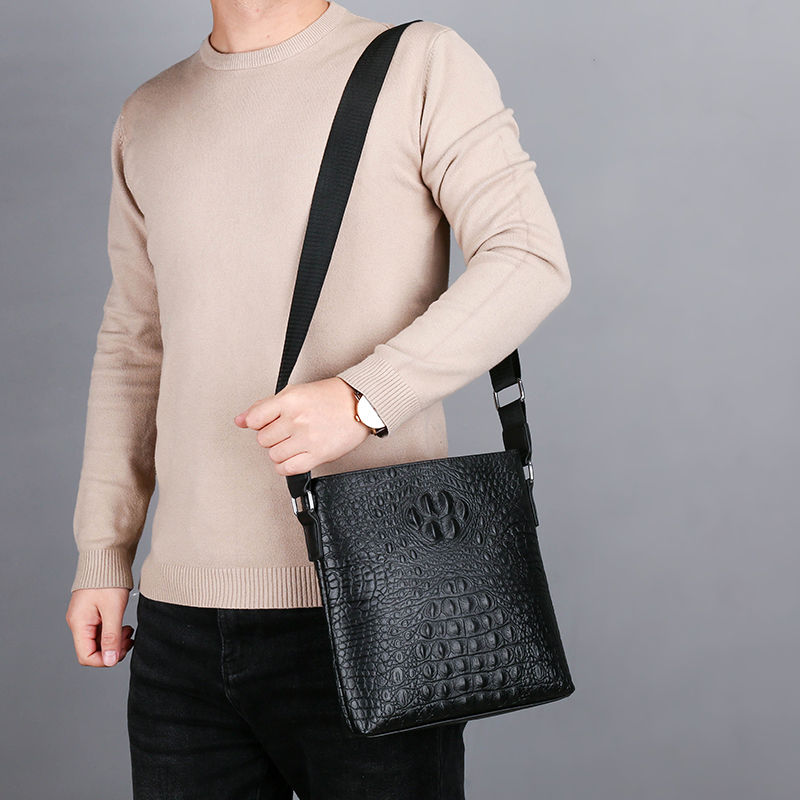 Genuine leather texture men's shoulder bag, crossbody bag, tablet bag, crocodile pattern business bag, backpack, casual bag