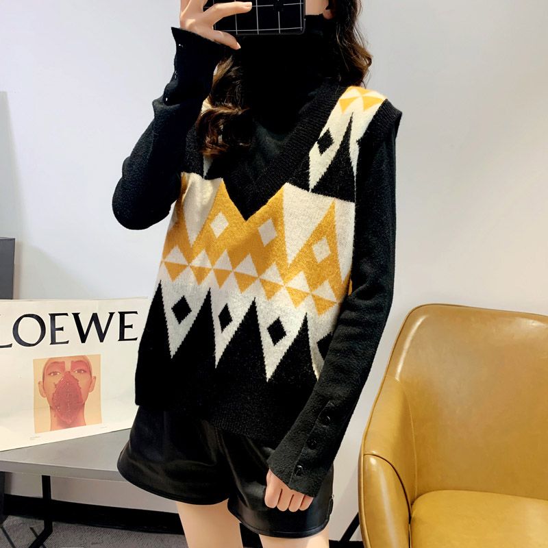 Autumn and winter 2020 versatile V-neck Pullover sleeveless knitted sweater