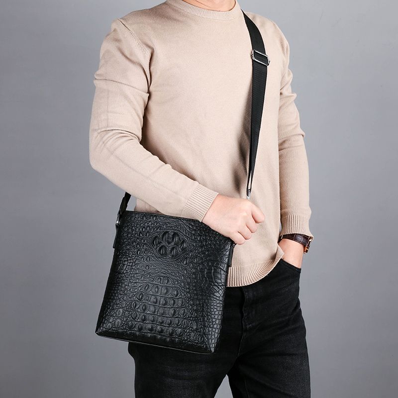 Genuine leather texture men's shoulder bag, crossbody bag, tablet bag, crocodile pattern business bag, backpack, casual bag