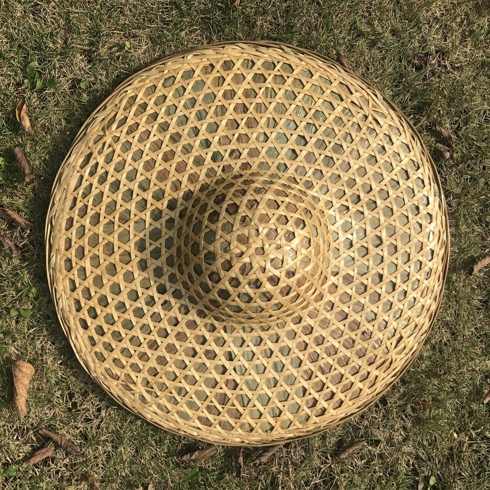 遮阳草帽手工艺斗笠防雨圆顶竹编子平