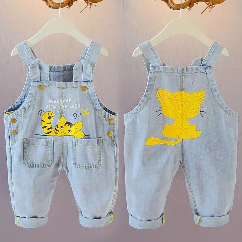 Baby's Strapless pants winter autumn children's Wide Leg Pants Boys and girls baby children's 123 year old suspenders jeans
