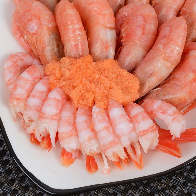 进口北极甜虾净重4斤装加拿大熟冻带籽冰虾刺