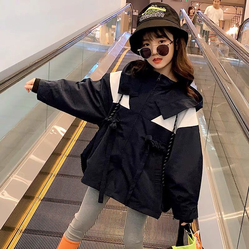 Girls' and children's clothes Plush windbreaker coat 2020 new children's winter clothes Korean casual jacket thickened Hooded Coat