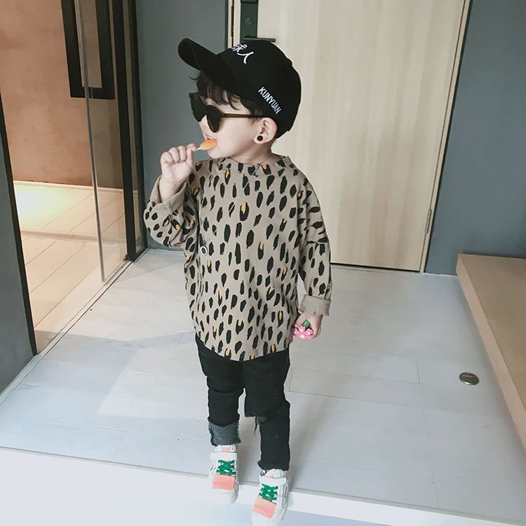 Baby leopard T-shirt spring 2020 new fashion children's boy's shirt children's long sleeve T-shirt