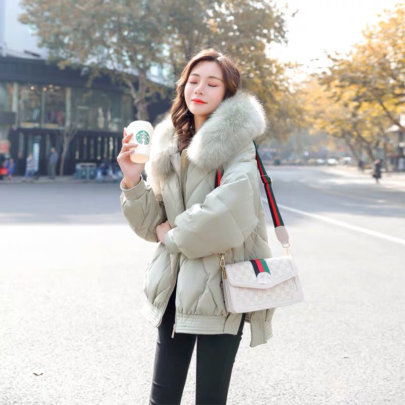 Special price white duck down and down jacket for women 2020 new loose and slim big size winter Korean large hairy collar mid length coat