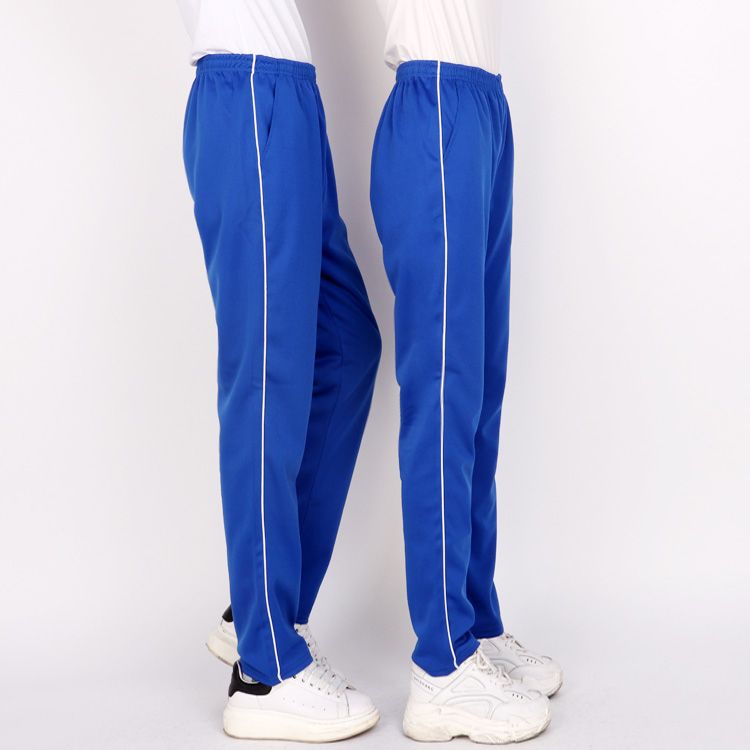 宝蓝色校服裤子两条杠白条细边校服裤纯净版运动裤男学生校裤直筒