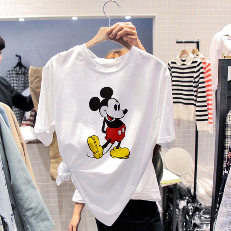 Cotton Korean Short Sleeve T-Shirt women's loose summer new versatile Mickey Mouse cartoon ins super fire CEC Fashion Top