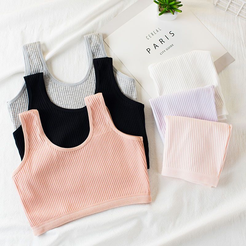 [3 pieces] double thread girl's cotton underwear medium long growing girl's Vest thickened at 9-15 years old
