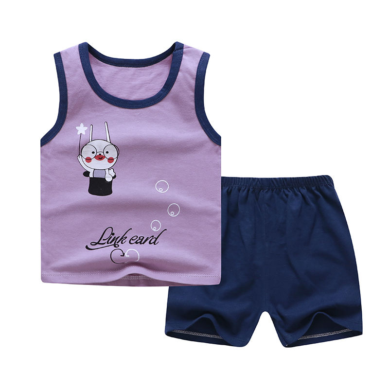 Children's Vest Set pure cotton baby sleeveless T-shirt shorts 0-7 years old boys and Girls Pajamas baby clothes summer wear
