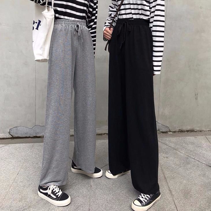  new spring and autumn drape loose high waist black casual trousers trousers female slim straight wide leg mopping trousers